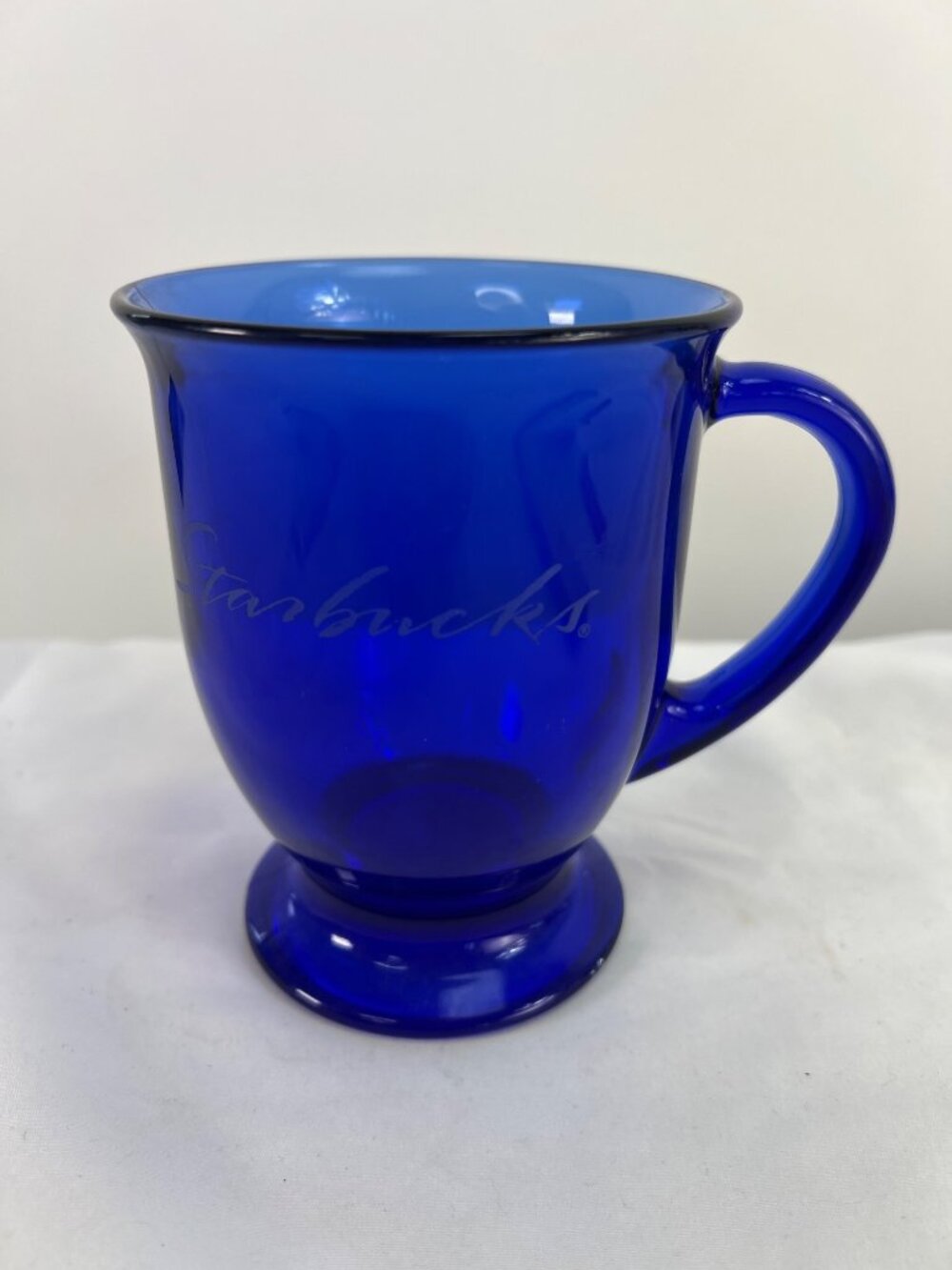 VTG Starbucks Cobalt Blue Anchor Hocking Glass Coffee Mug 10oz USA Made